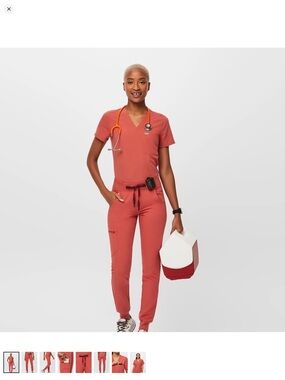 Women’s Coral V-Neck scrub top and jogger